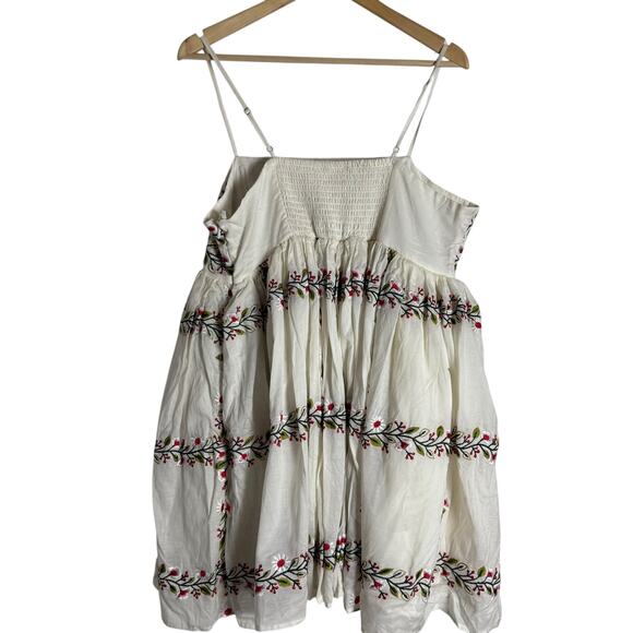 Samant Chauhan Anthropologie White Square-Neck Floral Embroidered Mini Dress XL - Picture 12 of 14